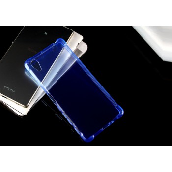 Силиконовый матовый полупрозрачный чехол с усиленными углами для Sony Xperia X  Синий