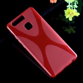 Силиконовый матовый полупрозрачный чехол с дизайнерской текстурой X для Huawei P9 Красный