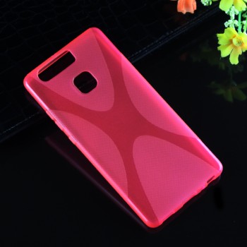 Силиконовый матовый полупрозрачный чехол с дизайнерской текстурой X для Huawei P9 Розовый