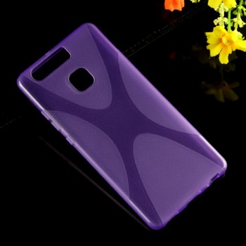 Силиконовый матовый полупрозрачный чехол с дизайнерской текстурой X для Huawei P9 Фиолетовый