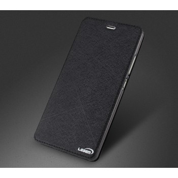 Чехол горизонтальная книжка текстура Линии на силиконовой основе для Huawei P9 Черный