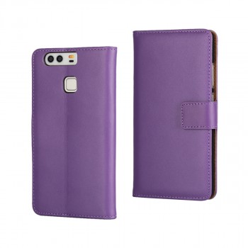 Чехол портмоне подставка на пластиковой основе на крепежной застежке для Huawei P9  Фиолетовый