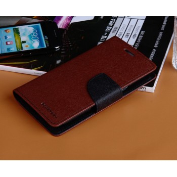 Дизайнерский текстурный чехол портмоне подставка на силиконовой основе с магнитной защелкой для Samsung Galaxy Win Коричневый