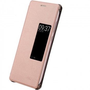 Чехол смартфлип на пластиковой основе с окном вызова для Huawei P9 Розовый