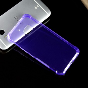 Силиконовый матовый полупрозрачный противоударный чехол с усиленными углами для HTC 10  Фиолетовый
