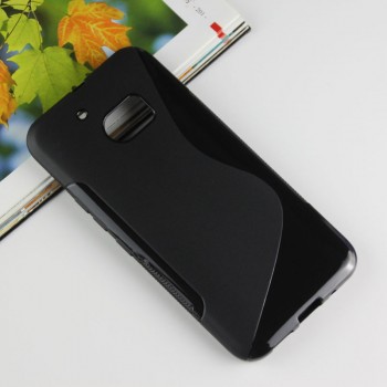 Силиконовый матовый полупрозрачный чехол с дизайнерской текстурой S для HTC 10 Черный