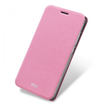 Чехол горизонтальная книжка подставка на силиконовой основе для Meizu Pro 6  Розовый