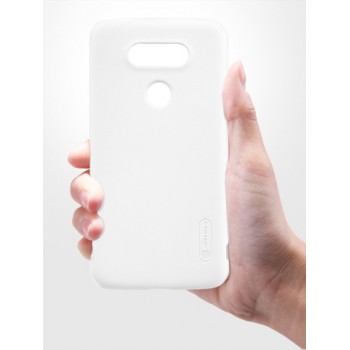 Пластиковый непрозрачный матовый нескользящий премиум чехол для LG G5 Белый