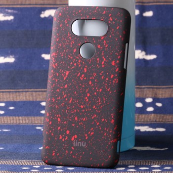 Пластиковый непрозрачный матовый чехол с голографическим принтом Звезды для LG G5  Красный
