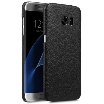 Кожаный чехол накладка для Samsung Galaxy S7  Черный