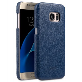 Кожаный чехол накладка для Samsung Galaxy S7  Синий
