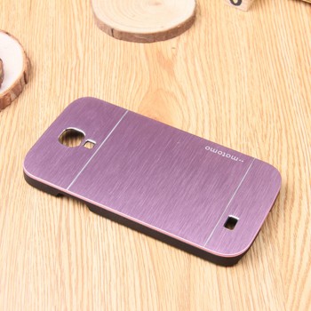 Пластиковый непрозрачный матовый чехол с текстурным покрытием Металл для Samsung Galaxy S4 Mini Розовый