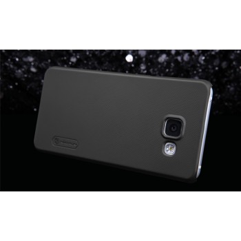 Пластиковый непрозрачный матовый нескользящий премиум чехол с повышенной шероховатостью для Samsung Galaxy A3 (2016)  Черный