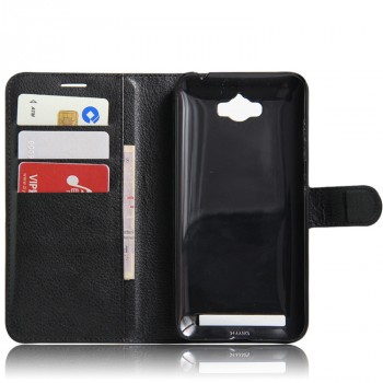 Чехол портмоне подставка для ASUS ZenFone Max с магнитной защелкой и отделениями для карт Черный