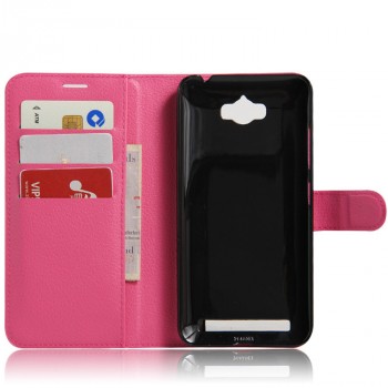 Чехол портмоне подставка для ASUS ZenFone Max с магнитной защелкой и отделениями для карт Пурпурный