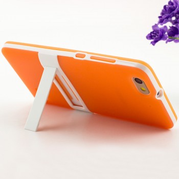 Двухкомпонентный силиконовый матовый непрозрачный чехол с поликарбонатными вставками с встроенной ножкой-подставкой для Huawei Honor 4C Оранжевый