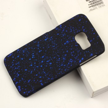 Пластиковый непрозрачный матовый чехол с голографическим принтом Звезды для Samsung Galaxy S6 Edge  Синий
