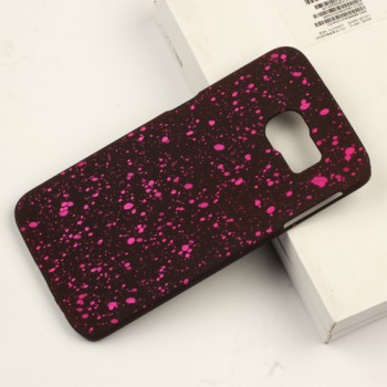 Пластиковый непрозрачный матовый чехол с голографическим принтом Звезды для Samsung Galaxy S6 Edge  Розовый