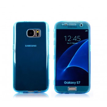 Двухкомпонентный силиконовый матовый полупрозрачный чехол горизонтальная книжка с акриловой полноразмерной транспарентной смарт крышкой для Samsung Galaxy S7 Синий