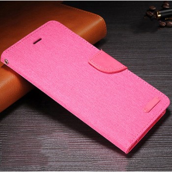 Чехол портмоне подставка на силиконовой основе с тканевым покрытием на дизайнерской магнитной защелке для Samsung Galaxy S7 Розовый