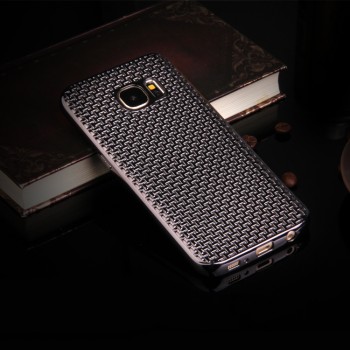 Силиконовый матовый непрозрачный чехол с текстурным покрытием Металлик для Samsung Galaxy S7 Черный