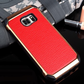 Противоударный двухкомпонентный силиконовый матовый непрозрачный чехол с поликарбонатными вставками и текстурным покрытием Кожа для Samsung Galaxy S7 Красный