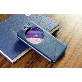 Чехол горизонтальная книжка подставка текстура Линии на силиконовой основе с окном вызова на магнитной защелке для ASUS Zenfone Go 5.5/Go TV Синий