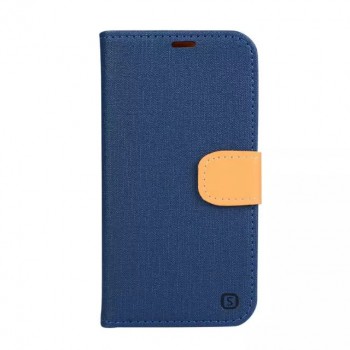 Чехол портмоне подставка на силиконовой основе на магнитной защелке для Alcatel OneTouch Go Play  Синий