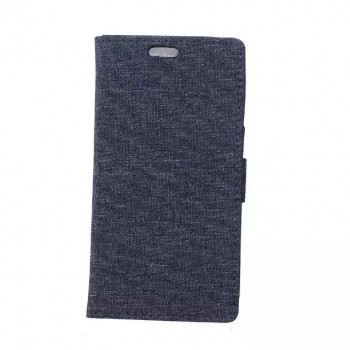 Чехол портмоне подставка на силиконовой основе с тканевым покрытием на магнитной защелке для Alcatel OneTouch Go Play  Синий