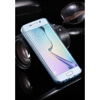 Двухкомпонентный силиконовый матовый полупрозрачный чехол горизонтальная книжка с акриловой полноразмерной транспарентной смарт крышкой для Samsung Galaxy S7 Edge Голубой