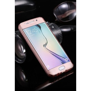 Двухкомпонентный силиконовый матовый полупрозрачный чехол горизонтальная книжка с акриловой полноразмерной транспарентной смарт крышкой для Samsung Galaxy S7 Edge Розовый