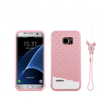Силиконовый матовый непрозрачный дизайнерский фигурный чехол для Samsung Galaxy S7 Edge  Розовый