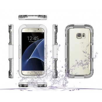 Пластиковый водостойкий полупрозрачный матовый чехол с улучшенной защитой элементов корпуса для Samsung Galaxy S7 Edge Белый