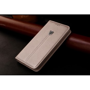 Кожаный чехол горизонтальная книжка подставка с отделкой Линии на силиконовой основе с отсеком для карт для Samsung Galaxy S7 Edge Бежевый