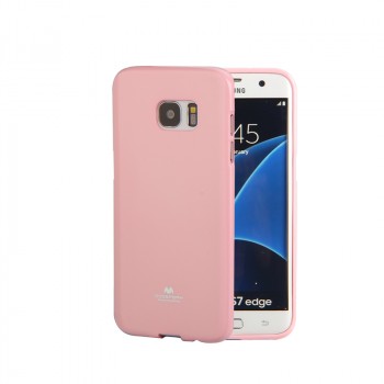 Силиконовый глянцевый непрозрачный чехол для Samsung Galaxy S7 Edge  Розовый