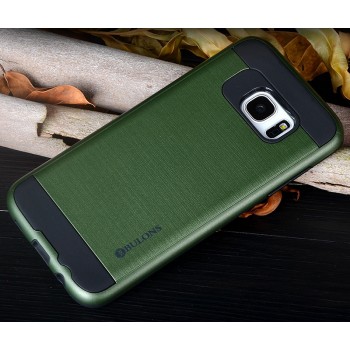 Противоударный двухкомпонентный силиконовый матовый непрозрачный чехол с поликарбонатными вставками экстрим защиты для Samsung Galaxy S7 Edge Зеленый