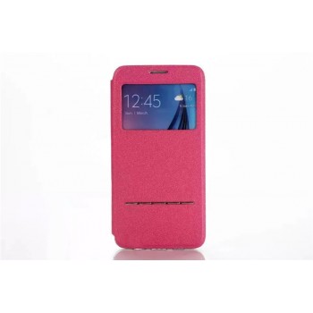 Чехол горизонтальная книжка подставка на силиконовой основе с окном вызова и полоcой свайпа для Samsung Galaxy S7 Edge Пурпурный