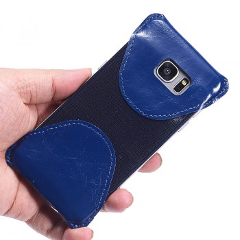 Кожаный мешок каркас для Samsung Galaxy S7 Edge  Синий