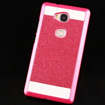 Пластиковый непрозрачный матовый чехол текстура Металл для Huawei Honor 5X  Красный