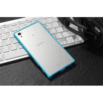 Металлический округлый бампер на пряжке для Sony Xperia X Голубой