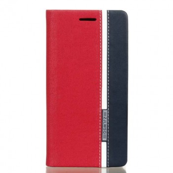 Чехол горизонтальная книжка подставка на силиконовой основе с отсеком для карт и тканевым покрытием для Sony Xperia XA  Красный