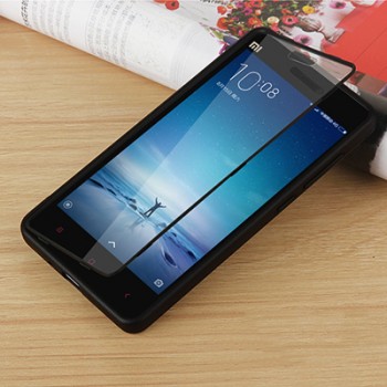 Двухкомпонентный силиконовый матовый полупрозрачный чехол горизонтальная книжка с акриловой полноразмерной транспарентной смарт крышкой для Xiaomi Mi4i  Черный