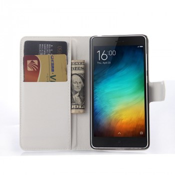 Чехол портмоне подставка на пластиковой основе на магнитной защелке для Xiaomi Mi4i  Белый