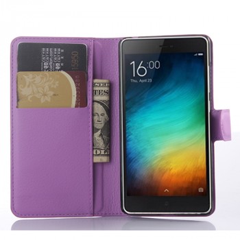 Чехол портмоне подставка на пластиковой основе на магнитной защелке для Xiaomi Mi4i  Фиолетовый