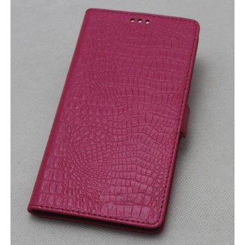 Кожаный чехол горизонтальная книжка подставка с отделкой Крокодил на силиконовой основе на магнитной защелке для Xiaomi Mi4i  Пурпурный
