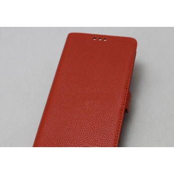 Кожаный чехол горизонтальная книжка подставка на силиконовой основе на магнитной защелке для Xiaomi Mi4i  Оранжевый