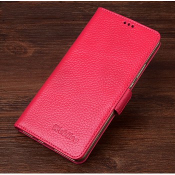 Кожаный чехол горизонтальная книжка подставка (премиум нат. кожа) с крепежной застежкой для Xiaomi Mi4i  Розовый