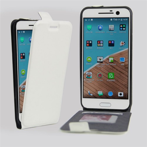 Чехол вертикальная книжка на силиконовой основе с отсеком для карт на магнитной защелке для HTC 10 , цвет Белый