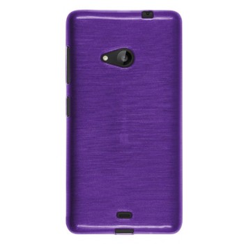 Силиконовый матовый полупрозрачный чехол текстура Металлик для Microsoft Lumia 535  Фиолетовый
