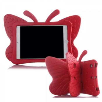 Ударостойкий детский силиконовый матовый гиппоаллергенный непрозрачный чехол с встроенной ножкой-подставкой для Ipad Mini 2/3/4 Красный